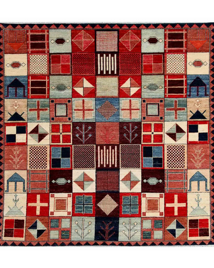 Hand Knotted Shaal Wool Rug 6' 8" X 6' 10"