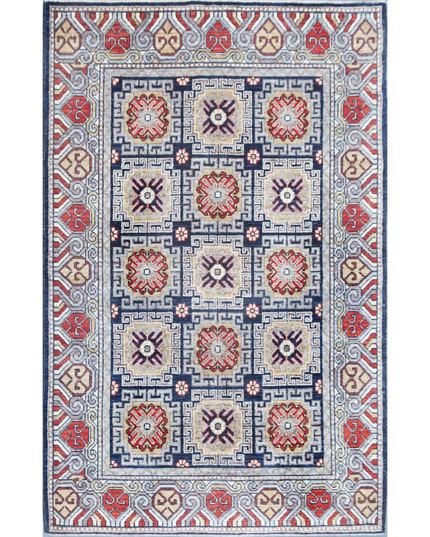 Hand Knotted Khotan Wool Rug 4' 11" X 7' 2"