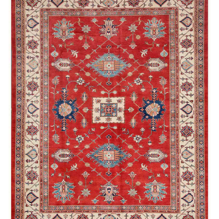 Hand Knotted Kazak Wool Rug 9' 1" X 11' 7"