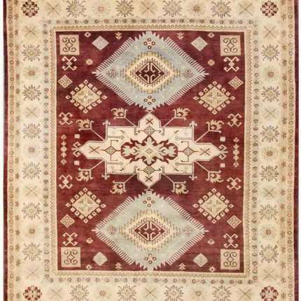Hand Knotted Kazak Wool Rug 9' 1" X 10' 7"