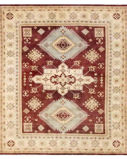 Hand Knotted Kazak Wool Rug 9' 1" X 10' 7"