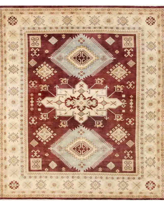 Hand Knotted Kazak Wool Rug 9' 1" X 10' 7"