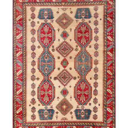 Hand Knotted Kazak Wool Rug 7' 3" X 10' 6"