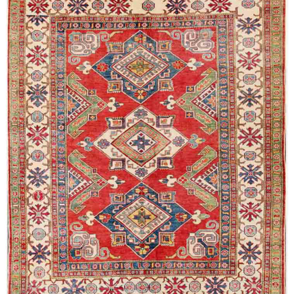 Hand Knotted Kazak Wool Rug 6' 8" X 8' 1"