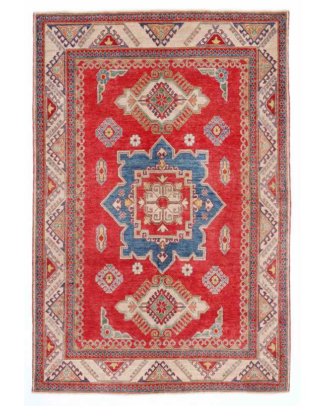 Hand Knotted Kazak Wool Rug 6' 0" X 9' 0"