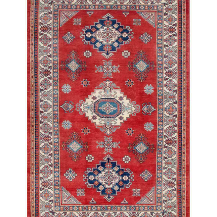 Hand Knotted Kazak Wool Rug 6' 4" X 9' 9"