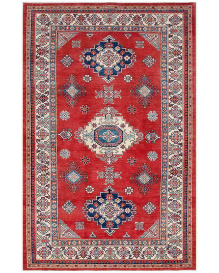 Hand Knotted Kazak Wool Rug 6' 4" X 9' 9"