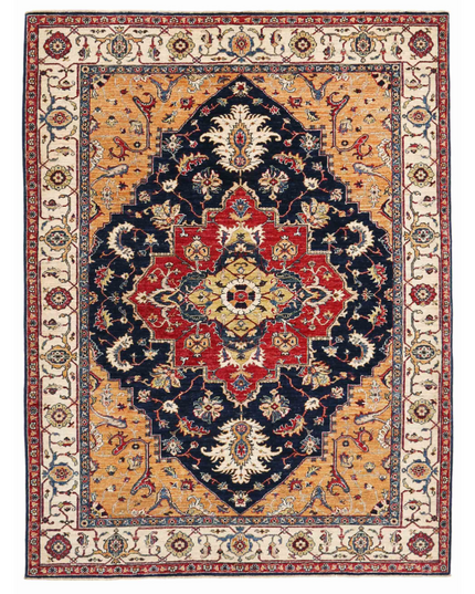Hand Knotted Heriz Wool Rug 5' 9" X 7' 7"