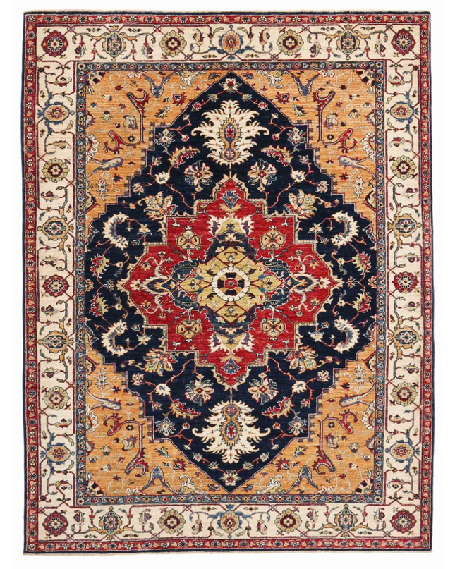 Hand Knotted Heriz Wool Rug 5' 9" X 7' 7"