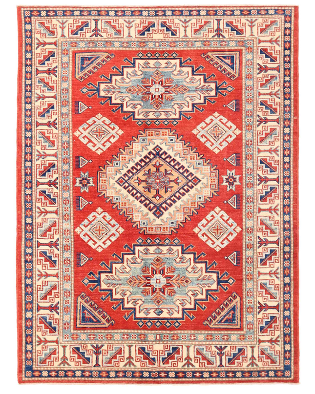 Hand Knotted Kazak Wool Rug 4' 10" X 6' 7"