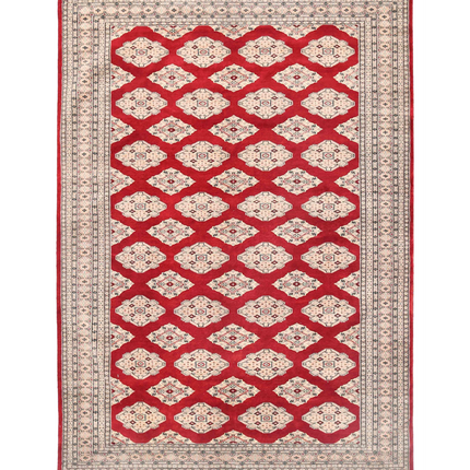 Hand Knotted Bokhara Wool Rug 6' 2" X 9' 0"