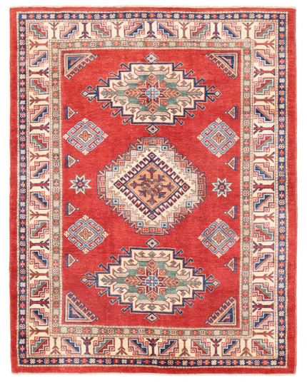 Hand Knotted Kazak Wool Rug 5' 0" X 6' 7"