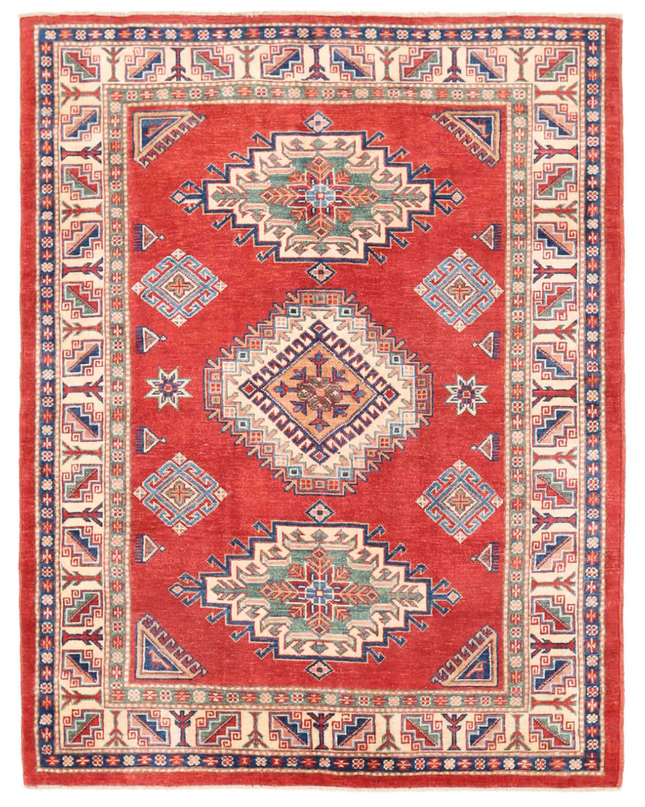 Hand Knotted Kazak Wool Rug 5' 0" X 6' 7"