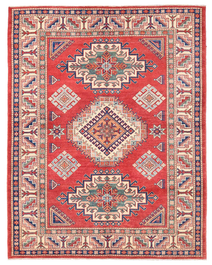 Hand Knotted Kazak Wool Rug 5' 0" X 6' 6"
