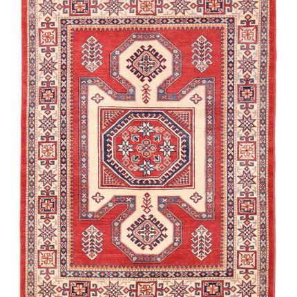 Hand Knotted Kazak Wool Rug 5' 2" X 6' 8"