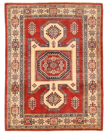 Hand Knotted Kazak Wool Rug 4' 7" X 6' 1"