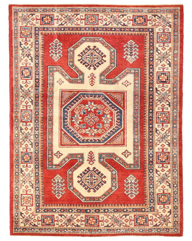 Hand Knotted Kazak Wool Rug 4' 10" X 6' 9"