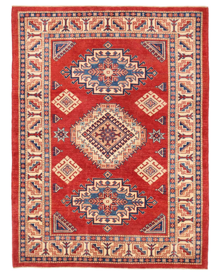 Hand Knotted Kazak Wool Rug 4' 8" X 6' 4"