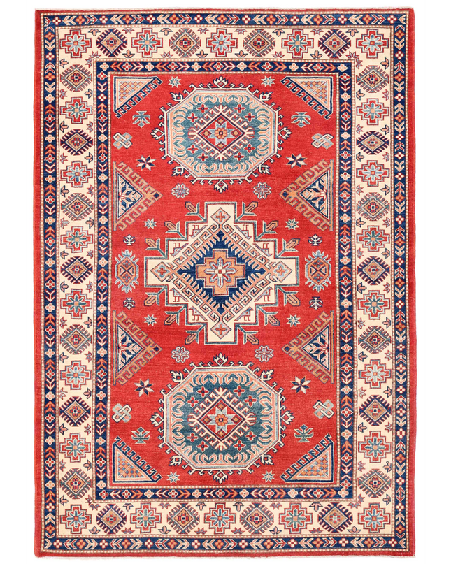 Hand Knotted Kazak Wool Rug 6' 0" X 8' 7"
