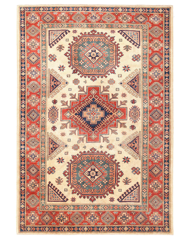 Hand Knotted Kazak Wool Rug 6' 0" X 8' 9"