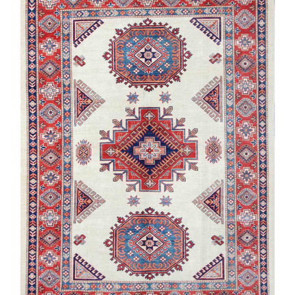 Hand Knotted Kazak Wool Rug 6' 3" X 8' 7"