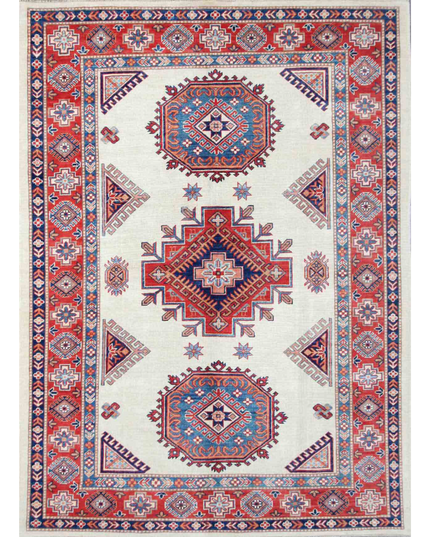 Hand Knotted Kazak Wool Rug 6' 3" X 8' 7"