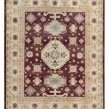 Hand Knotted Kazak Wool Rug 8' 0" X 9' 1"