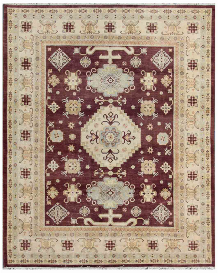 Hand Knotted Kazak Wool Rug 8' 0" X 9' 1"