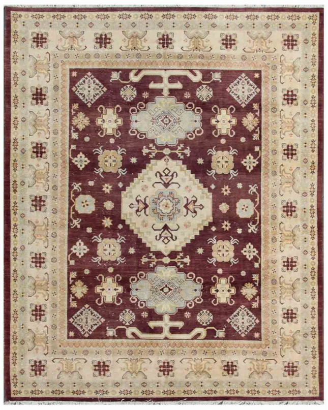 Hand Knotted Kazak Wool Rug 8' 0" X 9' 1"