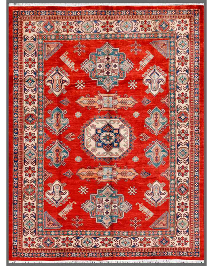 Hand Knotted Kazak Wool Rug 8' 2" X 10' 2"