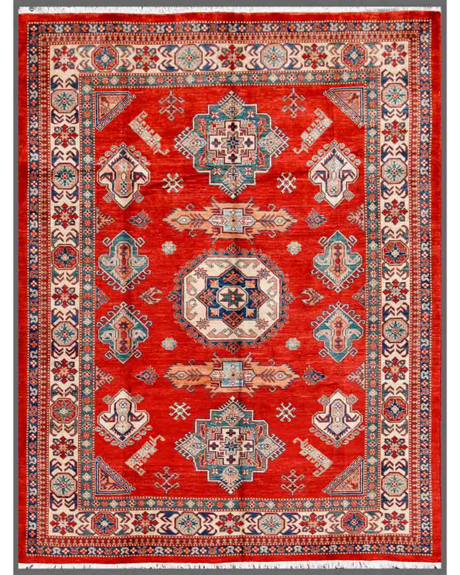 Hand Knotted Kazak Wool Rug 8' 2" X 10' 2"