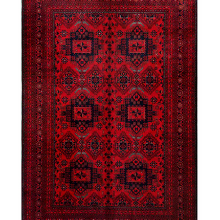 Hand Knotted Afghan Wool Rug 6' 1" X 9' 8"