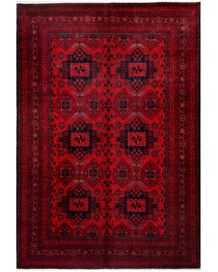Hand Knotted Afghan Wool Rug 6' 1" X 9' 8"
