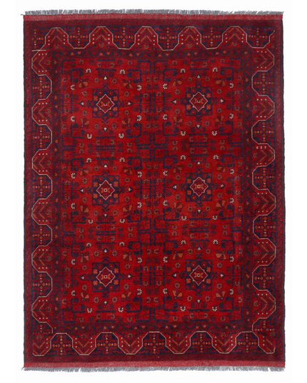 Hand Knotted Afghan Wool Rug 4' 1" X 6' 7"