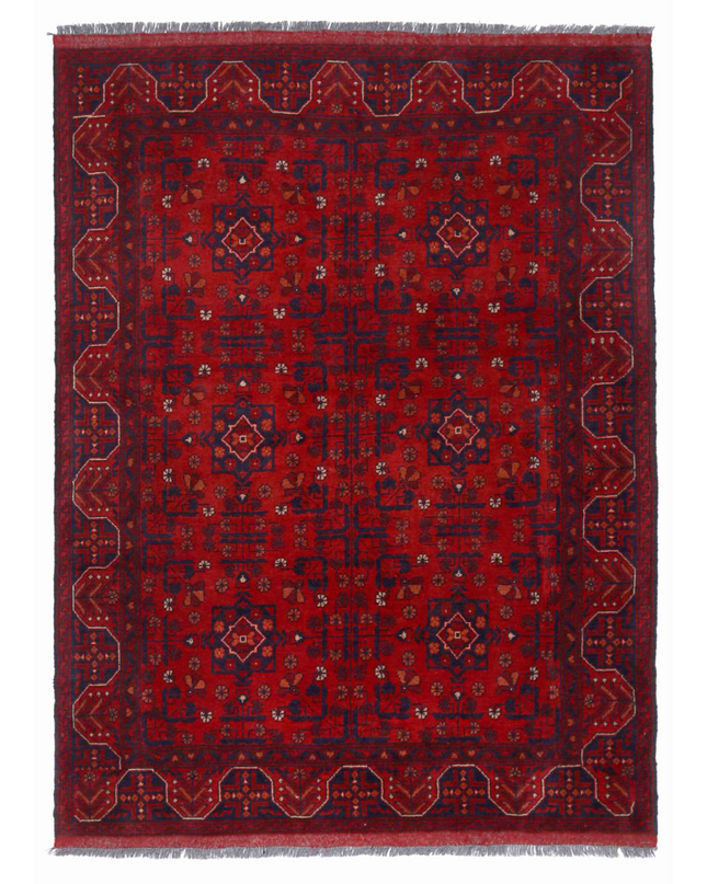 Hand Knotted Afghan Wool Rug 4' 1" X 6' 7"