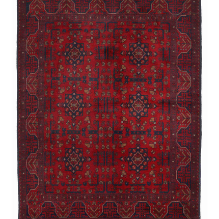 Hand Knotted Afghan Wool Rug 5' 1" X 6' 7"