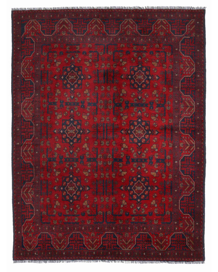 Hand Knotted Afghan Wool Rug 5' 1" X 6' 7"