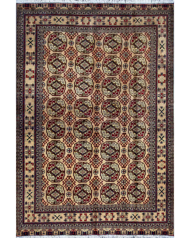 Hand Knotted Afghan Wool Rug 6' 8" X 9' 7"
