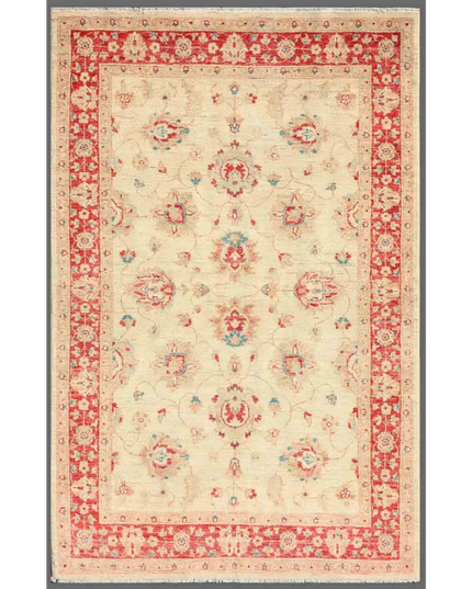 Hand Knotted Ziegler Wool Rug 4' 1" X 6' 3"
