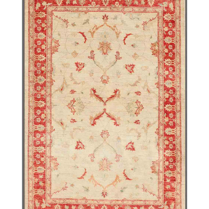 Hand Knotted Ziegler Wool Rug 4' 1" X 6' 1"