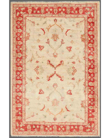 Hand Knotted Ziegler Wool Rug 4' 1" X 6' 1"