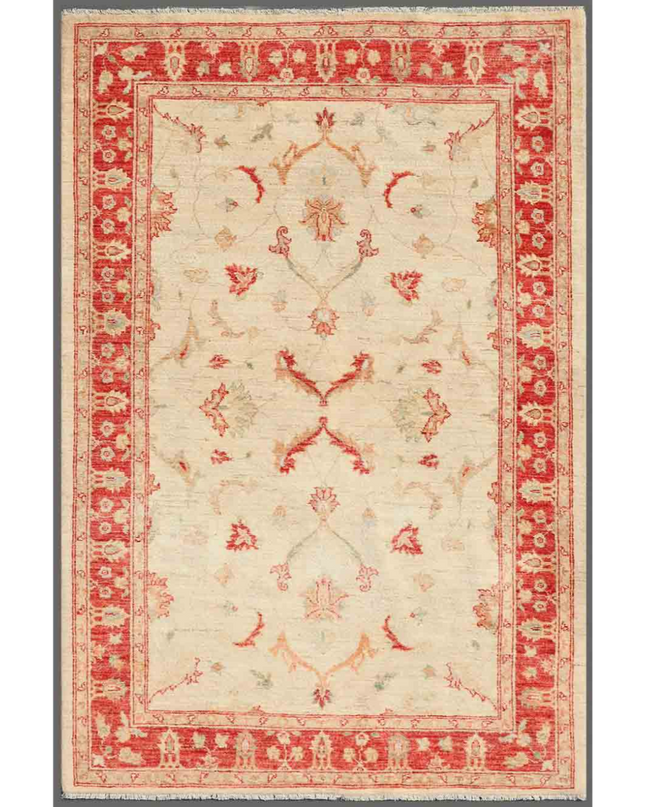 Hand Knotted Ziegler Wool Rug 4' 1" X 6' 1"