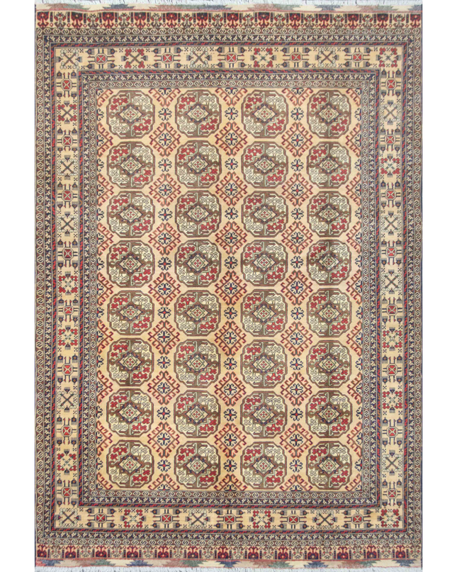 Hand Knotted Afghan Wool Rug 6' 8" X 9' 9"