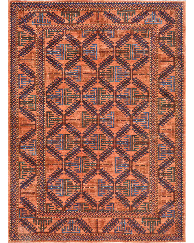 Hand Knotted Humna Wool Rug 6' 5" X 8' 10"