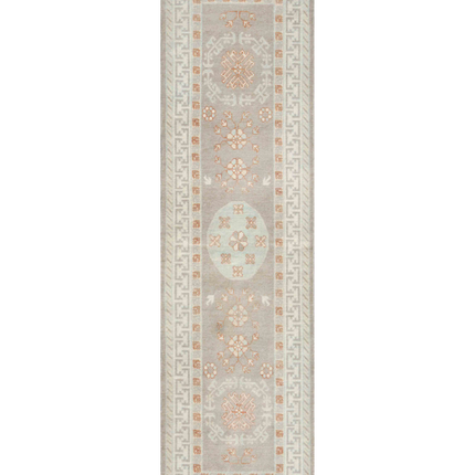 Hand Knotted Khotan Wool Rug 2' 6" X 9' 4"