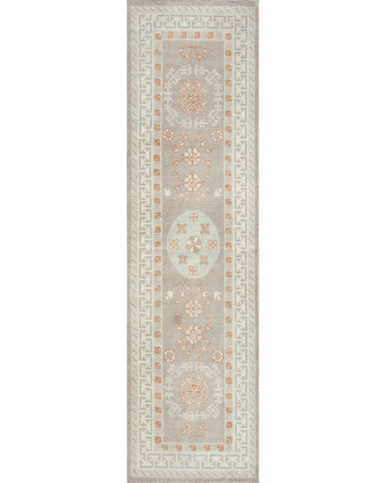 Hand Knotted Khotan Wool Rug 2' 6" X 9' 4"