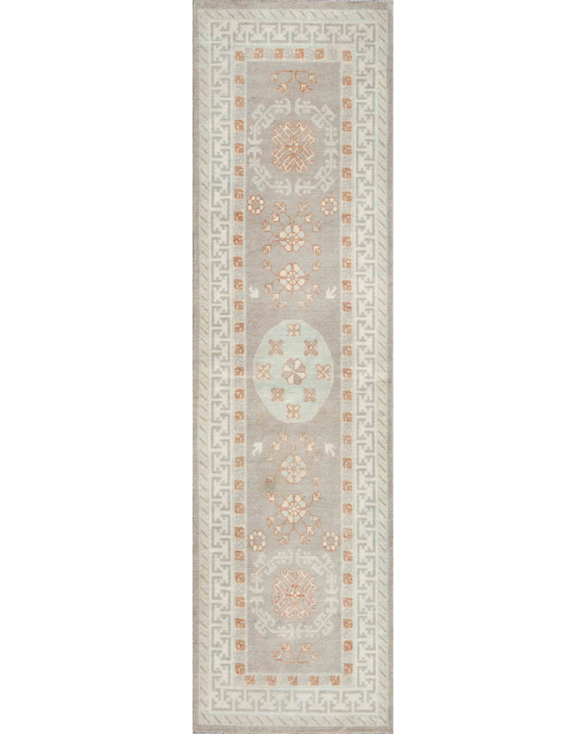 Hand Knotted Khotan Wool Rug 2' 6" X 9' 4"