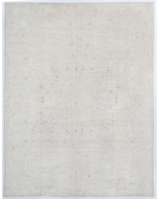 Hand Knotted Oushak Wool Rug 8' 1" X 10' 9"