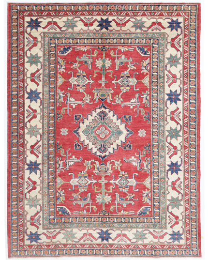 Hand Knotted Kazak Wool Rug 6' 8" X 8' 8"