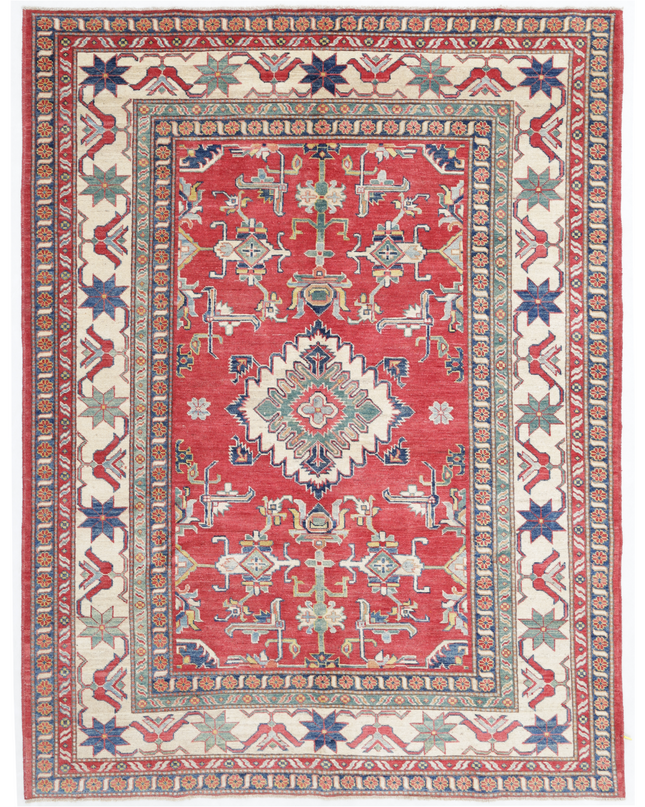 Hand Knotted Kazak Wool Rug 6' 8" X 8' 8"